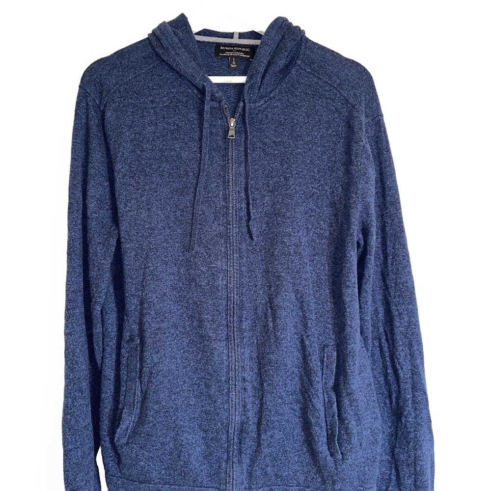 Banana Republic Navy Zip Up Sweater Hoodie, Size L